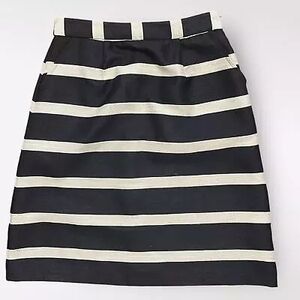Anthropologie Striped Black and Cream Metallic Skirt